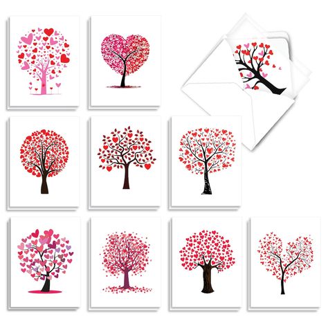 The Best Card Company 20 Assorted Valentines Day Card Pack - Etsy Valentine Colors, Valentine Card Ideas, Painted Cards, Valentines Day Wishes, Holiday Decor Ideas, Nature Home, Beautiful Stationery, Notecard Set, Heart Cards