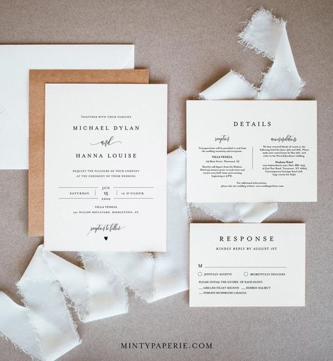 Minimalist Wedding Invitation, Formal Wedding Invitations, Wedding Programs Template, Greenery Wedding Invitations, 2022 Wedding, Minimalist Wedding Invitations, Luxury Wedding Invitations, Simple Wedding Invitations, Wedding Invitation Sets