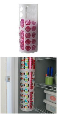 The Variera plastic bag dispenser turns into a wrapping paper holder in this easy IKEA hack. Wrapping Paper Holder, Plastic Bag Dispenser, Easy Ikea Hack, Ikea Hack Ideas, Ikea Ideas, Decor Ikea, Organisation Hacks, Best Ikea, Bag Dispenser