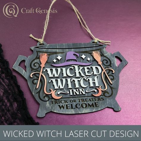 Get inspired by spooky laser engraving ideas that bring a haunting touch to your decor, including signs and creative designs perfect for the season! Diode Laser Projects, Fall Laser Engraving Ideas, Halloween Laser Cut Ideas, Cnc Decor, Laser Engraving Ideas, Laser Halloween, Laser Cut Halloween, Laser Crafts, Spooky Signs