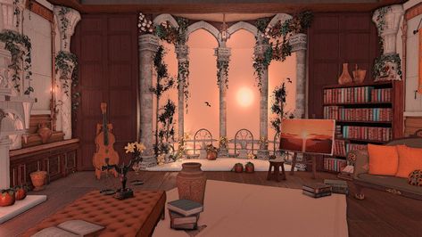 Indoor Porch, Ffxiv Housing, Garden Island, Golden City, Fantasy Horses, Candy House, Elden Ring, Fantasy House, Gaming Decor