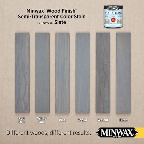 Minwax Wood Finish Water-Based Slate Mw284 Semi-Transparent Interior Stain (1-Quart) in the Interior Stains department at Lowes.com Carbon Grey Wood Stain, Grey Wood Stain, Varathane Stain, Gray Stained Wood, Semi Transparent Stain, Grey Stained Wood, Minwax Stain, Stain On Pine, Staining Cabinets