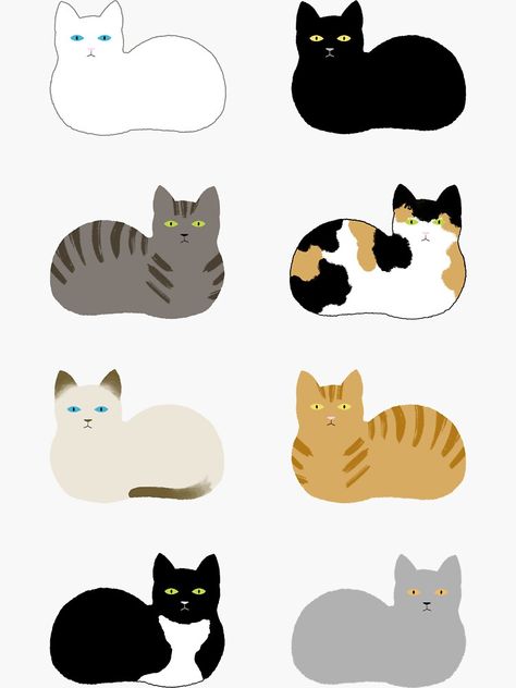 "Cat Loaf Multi Pack" Sticker by patternandcraft | Redbubble Types Of Cat Loaf, Cat Loaf Illustration, Cat Loaf Drawing, Work Games, Cat Loaf, Flower Cafe, Draw Ideas, Book Cafe, Cat Party