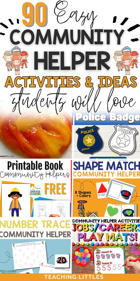 An assortment of engaging activities that will grow your preschoolers knowledge and fine motor skills by incorporating the roles of community helpers. Community Helper Stem Activities For Preschool, Community Helpers Playdough, Community Helpers Homeschool, Career Week Activities For Preschool, Community Helper Name Activities, Preschool Community Helpers Theme Activities, Community Helpers Preschool Activities Lesson Plans, Tot School Community Helpers, Community Heroes Preschool