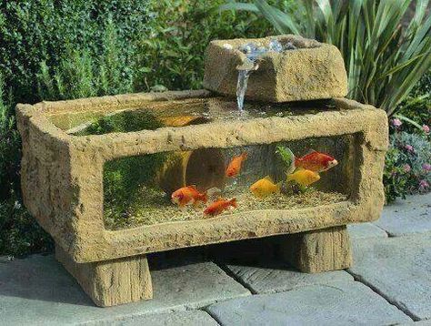 Outdoor aquarium Outdoor Fish Tank, Outdoor Aquarium, Design Per Patio, Kolam Koi, Deco Nature, Outdoor Fountain, Aquarium Design, Fish Ponds, Fish Tanks