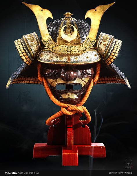 ArtStation - Samurai Helm / Kabuto (Realtime), Vladislav Solagayan Helm Tattoo, Neo Traditional Art, Samurai Helmet, Warrior Helmet, Samurai Artwork, Japanese Mask, Japanese Warrior, Samurai Armor, Samurai Tattoo