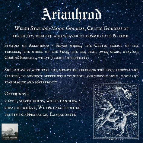 Celtic Moon Goddess, Arianrhod Goddesses Celtic, Celtic Gods And Goddesses, Goddess Of Stars, Moon Deities, Celtic Goddesses, Moon Goddesses, Celtic Paganism, Celtic Ancestry