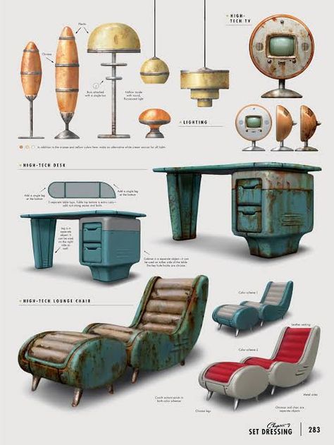 The Art Of Fallout 4, Fallout Furniture, Fallout 4 Concept Art, Fallout Theme, Fallout Concept Art, Bg Design, Fallout Art, Futuristic Furniture, Fall Out 4