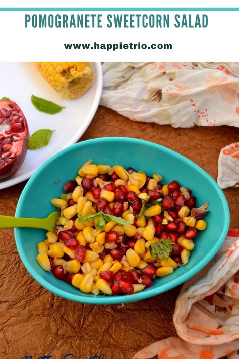 Pomegranate Sweet Corn Salad is a colorful salad with all things good. It makes a healthy option for a snack or dinner. Sweetcorn Salad, Sweet Corn Salad, Colorful Salad, Pomegranate Salad, Colorful Salads, Corn Salad, Corn Salads, Super Yummy, Food Categories