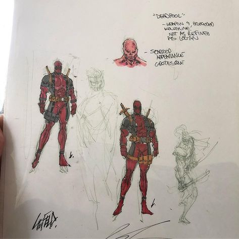 Rob Liefeld on Instagram: “The Deadpool Blueprints, 1991.  From my head to the page to the contract to the bank. Name, concept, powers, personality, origin. It’s all…” Rob Liefeld Art, Zhc Art, Comic Magazine, Rob Liefeld, David Finch, Batman Concept, Deadpool Art, Art Models, Deadpool Comic