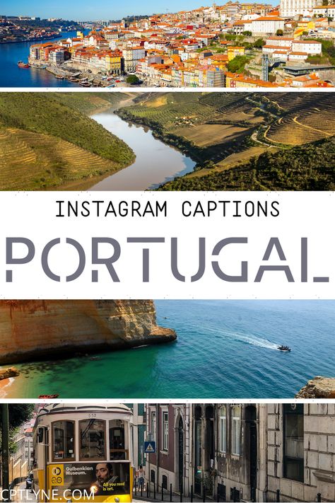 Are you looking for inspirational travel quotes about Portugal? Then make sure to check out those beautiful quotes about Portugal, Portuguese culture, food and the best cities. You'll want to plan a trip to Portugal ASAP; it's a great summer destination in Europe! Those quotes are also perfect captions for photos of Portugal on Instagram | Portugal aesthetic | Portugal travel | summer vacation | Portugal quotes travel | Lisbon Portugal quotes | beach quotes Instagram captions Portugal Quotes, Beach Quotes Instagram, Captions For Photos, Vacation Portugal, Travel Puns, Portugal Instagram, Instagram Portugal, Europe Summer Travel, Portugal Aesthetic