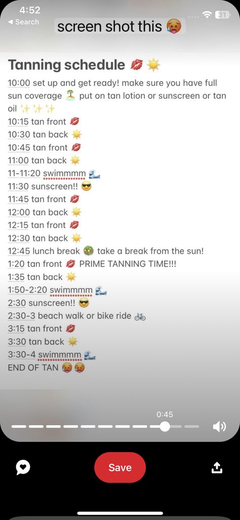 Tan Schedule At Home, Tan Routine Pool, Tanning Schedule At Home, Tanning Schedule For Pool, Tanning Tips In The Sun, Sun Tanning Tips, Beach Routine, Tanning Schedule, Summer Routines