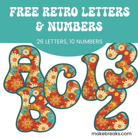 Free Printable Retro Style Letters & Numbers - Make Breaks Large Letters On Wall, Letters And Numbers Printable, Free Printable Letter Templates, Printable Letter Templates, Fun Alphabet, Letter Recognition Activities, Hand Lettering Worksheet, Unique Lettering, Retro Printables