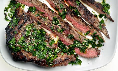 Bobby Flay's Grilled Steak Recipe Chimichurri Recipe Steak, Chimichurri Steak, Bobby Flay Recipes, Chimichurri Recipe, Grilled Steak Recipes, Tri Tip, Bobby Flay, Steak Recipe, Grilled Steak