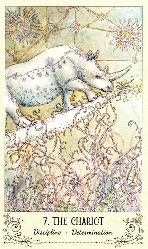 The Chariot - Card from Spiritsong Tarot Deck Tarot By Cecelia, The Chariot Tarot, Spirit Song, Tarot Decks Art, All Tarot Cards, Animal Tarot, Symbolic Art, Oracle Tarot, Tarot Card Meanings