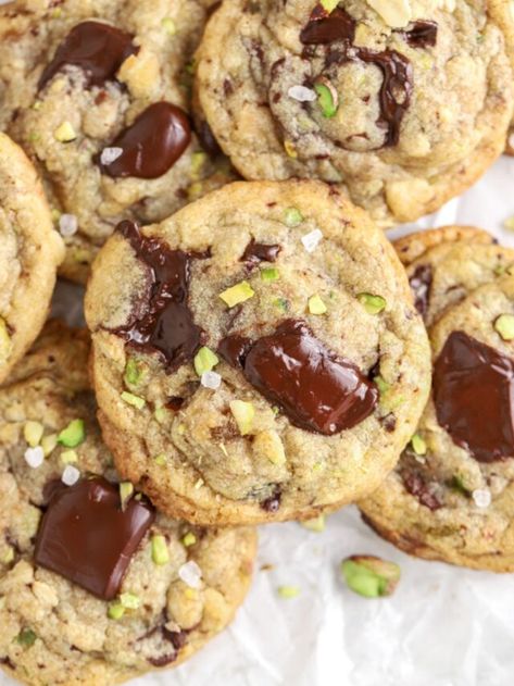 Pistachio Cookies - Parsley and Icing Pistachio Chocolate, Brown Butter Cookies, Pistachio Cookies, Simple Pantry, Favorite Cookie Recipe, Drop Cookies, Baking Flour, Cookie Scoop, Brown Butter