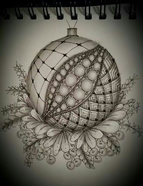 Ornament Drawing Christmas, Christmas Balls Drawing, Holiday Zentangle, Christmas Zentangle, Zentangle Christmas, Zantangle Art, Doodle Christmas, Drawing Christmas, Zentangle Tutorial