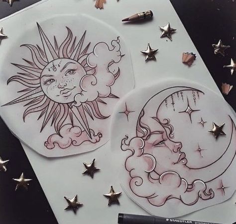 Sun And Moon Design, Kunst Tattoos, Moon Tattoo Designs, Inspiration Tattoos, Sun Tattoos, Forever And Ever, Sister Tattoos, Dream Tattoos, Friend Tattoos