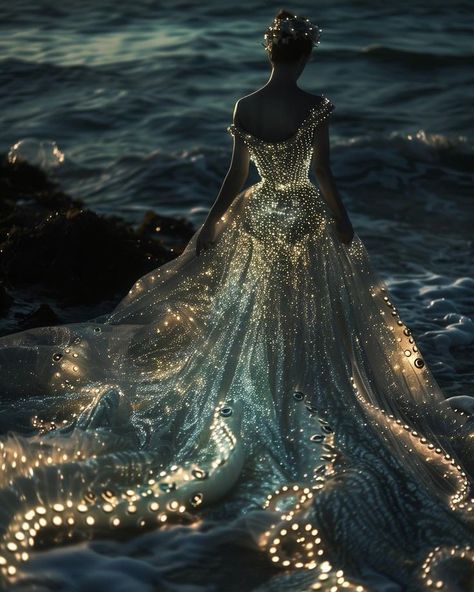 Black Women Fashion Dresses, Octopus Dress, Fae Aesthetic, Ocean Dress, Have A Great Week, Amazing Dresses, The Octopus, Fantasy Gowns, Fairytale Dress