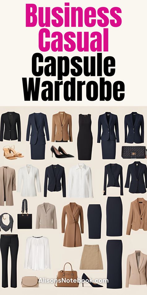 Finding business casual outfits for women that are stylish yet work-appropriate can feel overwhelming. That’s why I created a business casual capsule wardrobe to make getting dressed easier! With casual work outfits ideas and minimalist work wardrobe essentials, you’ll always have polished office workwear outfits ready to go. Want to simplify your mornings? Grab your FREE capsule wardrobe guide and tell me your go-to work outfit in the comments! Smart Capsule Wardrobe, Business Casual Outfits For Women Work, Smart Casual Capsule Wardrobe, Minimal Casual Outfit, Smart Casual Capsule, Minimalist Work Wardrobe, Business Casual Capsule Wardrobe, Work Wardrobe Essentials, Business Casual Capsule