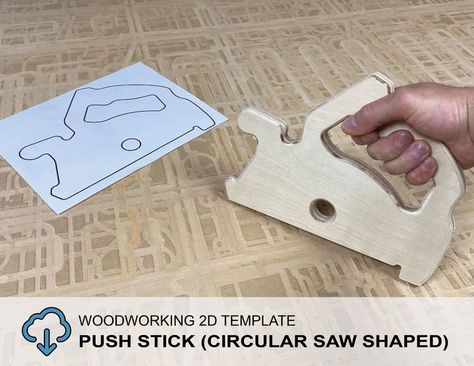 Downloadable PDF file for printing to legal size printer paper to cut out of wood a push stick in the shape of a circular saw for using on a table saw. Table Saw Push Stick, Linework Drawing, Woodworking Plans Shelves, Woodworking Templates, Weekend Woodworking Projects, Dispenser Diy, Push Stick, Power Tool Storage, Drill Holder