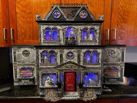 The Fisher Price Haunted Dollhouse | Facebook Fisher Price Haunted Dollhouse, Haunted House Project, Fisher Price Doll House, Dollhouse Makeover, Halloween Dollhouse, Fisher Price Loving Family, Spooky Ideas, Dollhouse Halloween, Haunted Dollhouse