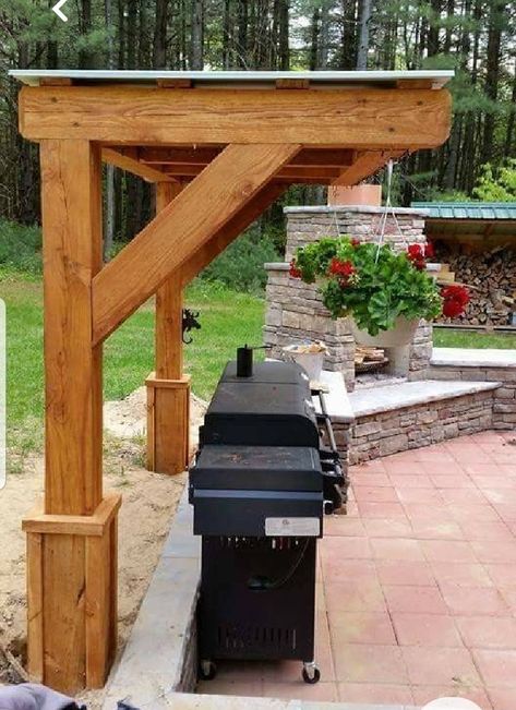 Backyard Grilling Area, Outdoor Grill Area, Outdoor Grill Station, Outdoor Barbeque, Grill Gazebo, Outdoor Kitchen Plans, Build Outdoor Kitchen, Backyard Grilling, Deck Designs Backyard