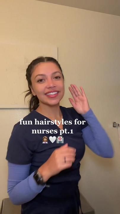 Hairstyle For Nurses Short Hair, Medical Office Hairstyles, Quick Hairstyles For Nurses, Slick Back Hairstyles Nurse, Easy Nursing Hairstyles Long Hair, Medical Professional Hair Styles, Cute Nursing Hairstyles Updo, Quick Easy Nurse Hairstyles, Health Care Worker Hairstyles