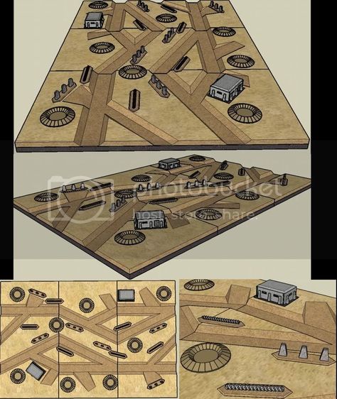 40k Table, Military Desert, Military Bunkers, Bored Games, Wargaming Table, Sci Fi Miniatures, Warhammer Terrain, 40k Terrain, Warhammer Paint