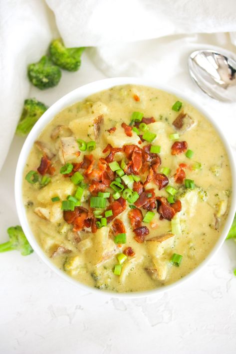 Dairy Free Broccoli, Cheese, & Potato Soup – Just Jessie B Clean Soup, Creamy Cheesy Potatoes, Cheesy Potato Soup, Cheese Potato, Paleo Meals, Broccoli Soup, Broccoli Cheddar Soup, Cheese Potatoes, Broccoli Cheese