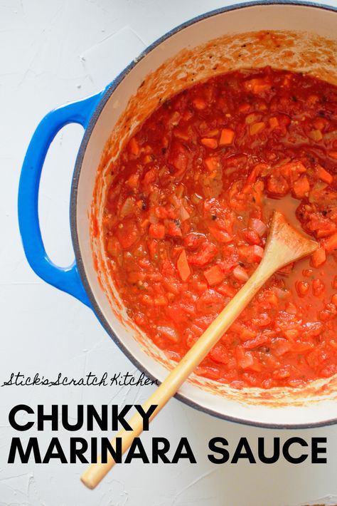 Healthy Marinara Sauce, Chunky Marinara Sauce, Best Sauce Recipe, Red Sauce Pasta, Marinara Sauce Homemade, Homemade Tomato Sauce, Fire Roasted Tomatoes, Spaghetti And Meatballs, Healthy Kitchen