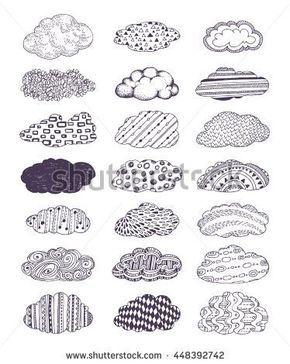 Zentangle doodle clouds Doodle Clouds, Cloud Sketch, Weather Journal, Planner Doodles, Zentangle Doodle, Draw Hands, Easy Drawings For Beginners, Cloud Tattoo, Zen Tangle