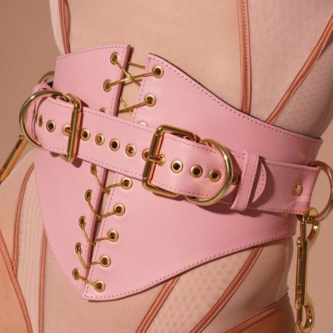 Thigh Belts, Valentines Lingerie, Grace Jones, Queen Costume, Pink Corset, Pink Set, Leather Lingerie, Leather Harness, Leather Projects