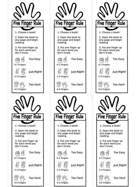 Five Finger Rule Bookmark.pdf - Google Drive 5 Finger Rule, Five Finger Rule, Good Fit Books, Books Bookmark, Just Right Books, Book Bookmark, Library Lesson Plans, An Apple A Day, Elementary Library