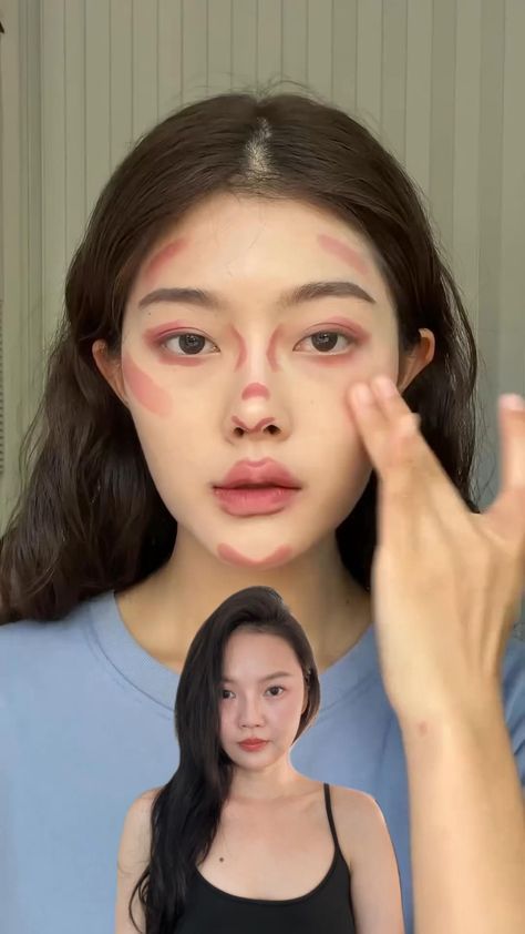 Full Face Makeup with Just One Lipstick! 💄 Cute Makeup Hacks, Fresh Makeup Tutorial, Full Makeup Tutorial, Full Face Makeup Tutorial, Anime Eye Makeup, Asian Makeup Looks, Learn Makeup, Eye Makeup Techniques, Formal Makeup