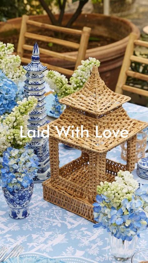 This beautiful and incredibly versatile Pagoda Lantern will look delightful as a decoration anywhere across your home. Fashioned out of natural wicker its neutral colour will work in so many different ways and different settings. Coastal Table Setting Ideas, Internal Staircase, Coastal Chinoiserie, Cottage Core Home Decor, Pagoda Lantern, Amanda Lindroth, Cottage Core Home, Blue And White Living Room, Pagoda Lanterns