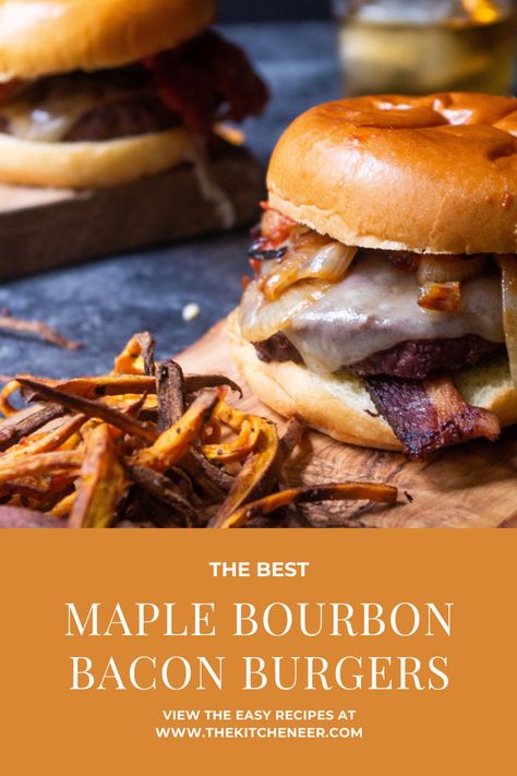 Apple Burger, Fall Burger Recipes, Fall Burger Ideas, Fall Burgers, Bourbon Burger Recipe, Making Burger Patties, Guacamole Burger, Fall Grilling, Venison Burgers