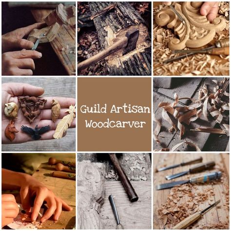 woodcarvers, coopers, bowyers Guild Artisan Dnd, Woodcarving Aesthetic, Rune Knight, Fantasy Aesthetics, Dnd Backgrounds, Moodboard Inspo, Roll Play, Dnd Classes, Fantasy Aesthetic