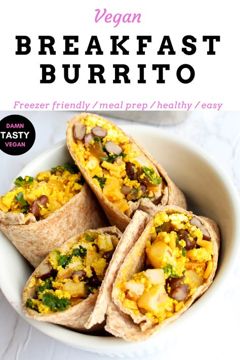 Breakfast Burritos Vegan, Breakfast Burrito Meal Prep, Dinner No Meat, Burrito Meal Prep, Contentedness Cooking, Best Burritos, Meal Prep Freezer, Tofu Scramble Vegan, Meal Prep Dinner