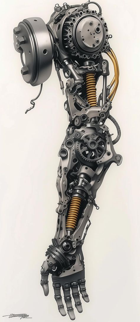 Bio Mechanical Art, Steampunk Robot Concept Art, Mechanical Sleeve Tattoo, Angel Tattoo Arm, Biomechanical Art, Mechanical Tattoo, Bionic Arm, Biomechanical Tattoo Design, Bio Mechanical