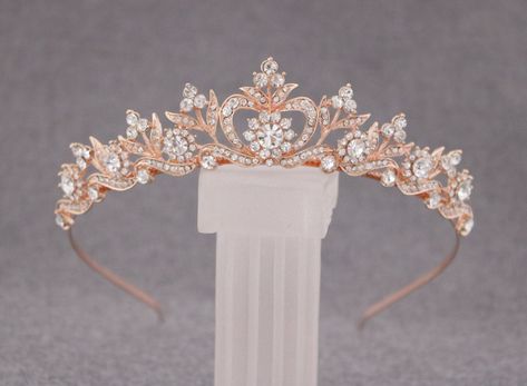 "crystal bridal tiara, crystal wedding tiara, wedding tiara, bridal tiara, crystal tiara, tiara for bride, rhinestone tiara This elegant and sparkle rhinestone Tiaras is perfect for your wedding or formal night out. This Tiaras is flexible. It will be perfect for the bride. The Metal Headband measured approx. 14\" long. The rhinestone part of the headband is about 7.25\" long and the center is 1.5\" high. Tone color: Silver tone, Gold tone and Rose gold tone. If you have any question, please sen Crystal Headpiece Wedding, Tiara Silver, Crystal Bridal Headpiece, Crystal Wedding Tiaras, Rose Gold Tiara, Tiara Headpieces, Pearl Bridal Headband, Silver Head Piece, Crystal Bridal Tiaras