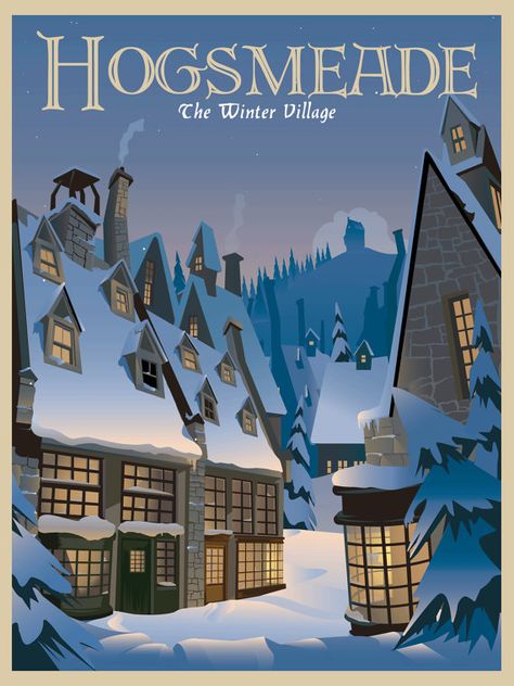 Harry Potter Hogsmeade Winter Seasonal Book / by Posternaut Hogsmeade Winter, Harry Potter Travel Poster, Harry Potter Hogsmeade, Hogsmeade Village, Harry Potter Travel, Harry Potter Poster, Harry Potter Illustrations, Harry Potter Artwork, Harry Potter Christmas