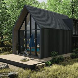 Encanto House - Inspire Uplift Large Tiny House Modern, Modern Tiny Farmhouse, Cabin Plans With Loft Open Floor, River Homes House Plans, Prefab Cabins Affordable, 15x30 House Plans, Small Modern House Plans 3 Bedroom, One Level Cabin, Small Chalet Design