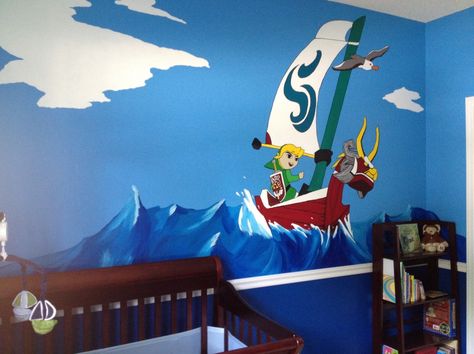 For Your Geeky Baby: The Legend Of Zelda Nursery. Oh my god. When I have a kid, this will be their room. No doubt. Zelda Nursery, Geek Baby, Baby Room Themes, Wind Waker, The Legend Of Zelda, Nursery Themes, Kids' Room, Future Kids, Legend Of Zelda