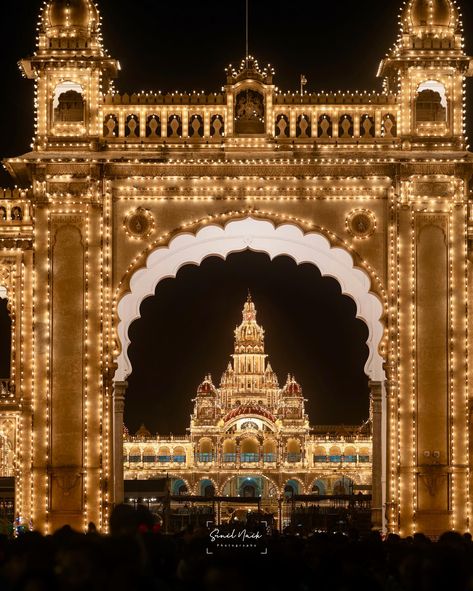 The glow of Mysore Palace illuminated during Dasara, a stunning blend of tradition and grandeur. #mysorepalace #mysore #dasara2024 #sonyalpha #karnataka Mysore Dasara, Mysore Painting, Mysore Palace, Mysore, Palace, Architecture, Photography