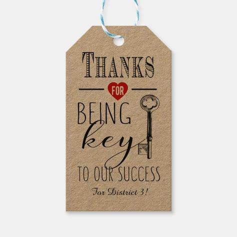 thank you for being key to our success add logo gift tags | Zazzle.com Thank You Swag Bag Ideas, Workplace Gifts, Small Thank You Gift, Hang Tag Design, Thank You Party, Library Events, Save The Date Wording, Great Gifts For Dad, Staff Appreciation