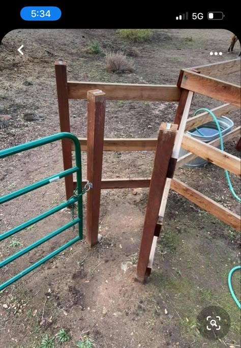 Horse Stall With Paddock, Horse Gates Ideas, Horse Hitching Post Ideas, Horse Boarding Facility Ideas, Hitching Post For Horses, Diy Stables For Horses, Horse Stall Ideas Diy, Horse Fence Ideas, Diy Horse Barn Ideas