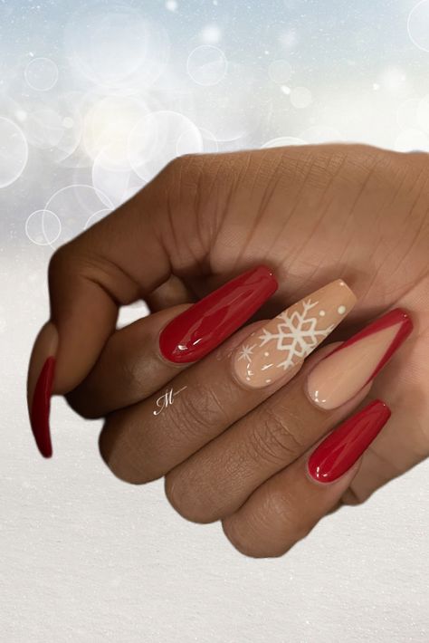 M Christmas Nails For Black Women, Christmas Nails Black Women, Christmas Nails Ballerina, Christmas Theme Nails, Black Women Nails, Nails On Black Women, Nail Designs Coffin, Nails Long Acrylic, Winter Nails Christmas