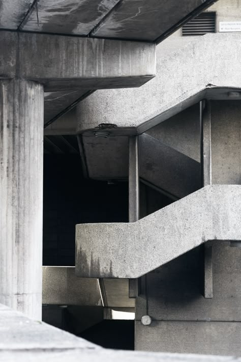 Urban Architecture Photography, Brutalist Tattoo, Barbican London, Barbican Photography, Barbican Architecture, Brutalist Photography, Brutalist Fashion Editorial, Brutalist Structure, Brutalist Nature