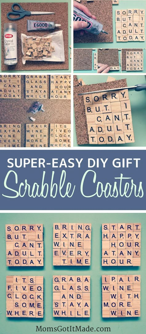 Scrabble Coasters Diy, Craft Coasters, Diy Scrabble, Scrabble Letter Crafts, Scrabble Coasters, Scrabble Tile Crafts, Scrabble Crafts, Coaster Diy, Perfect Hostess